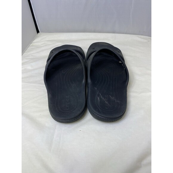 Crocs Sandals Mens Size 10 Womens 12 Black Two Strap Slide Beach Pool Shoes - Picture 5 of 8